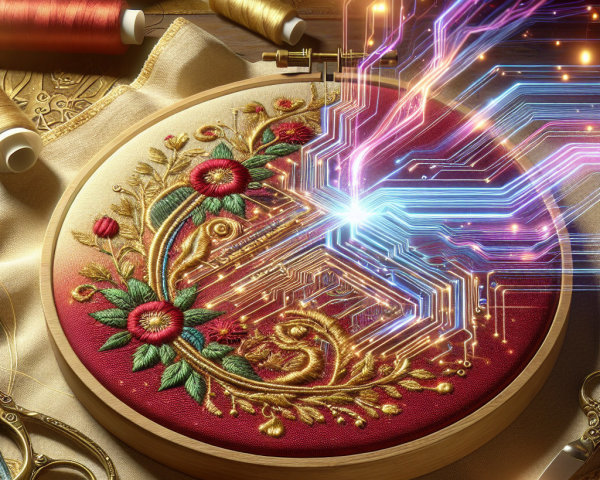 Ornate embroidery hoop with vibrant floral design