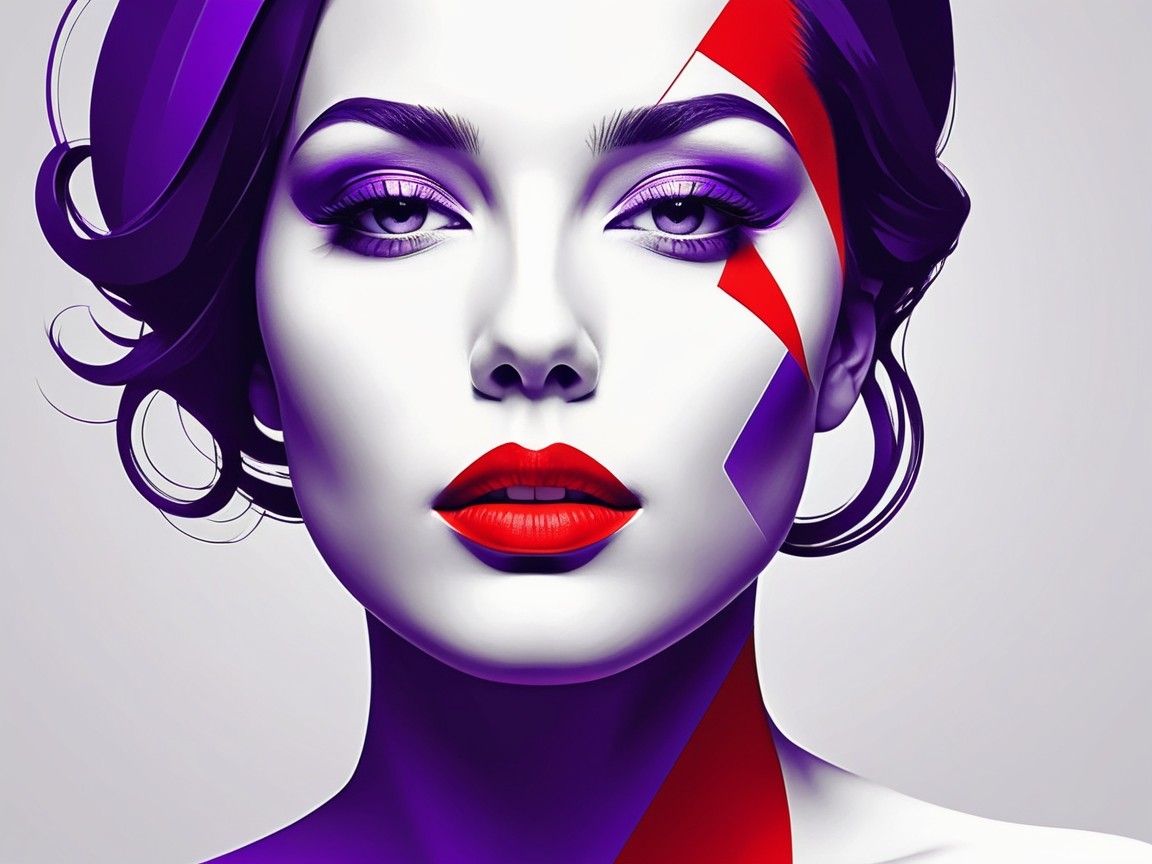 Stylized portrait of a woman with bold makeup