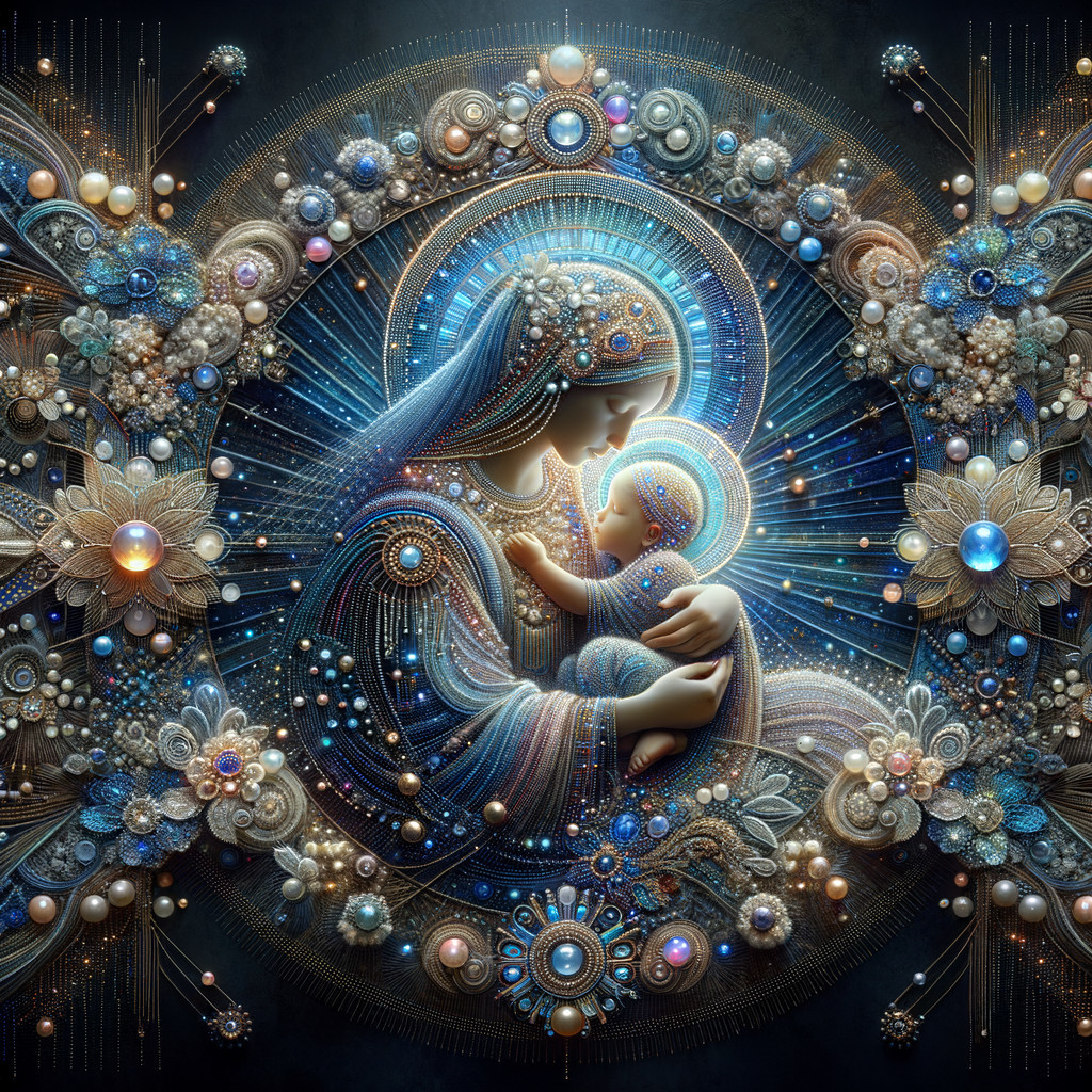 Intricate Mother and Child with Floral Patterns