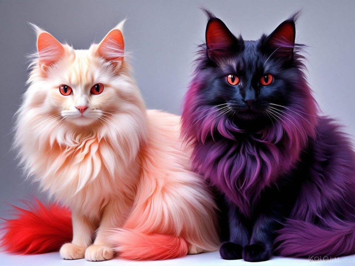 Majestic Cats with Luxurious Fur and Striking Colors