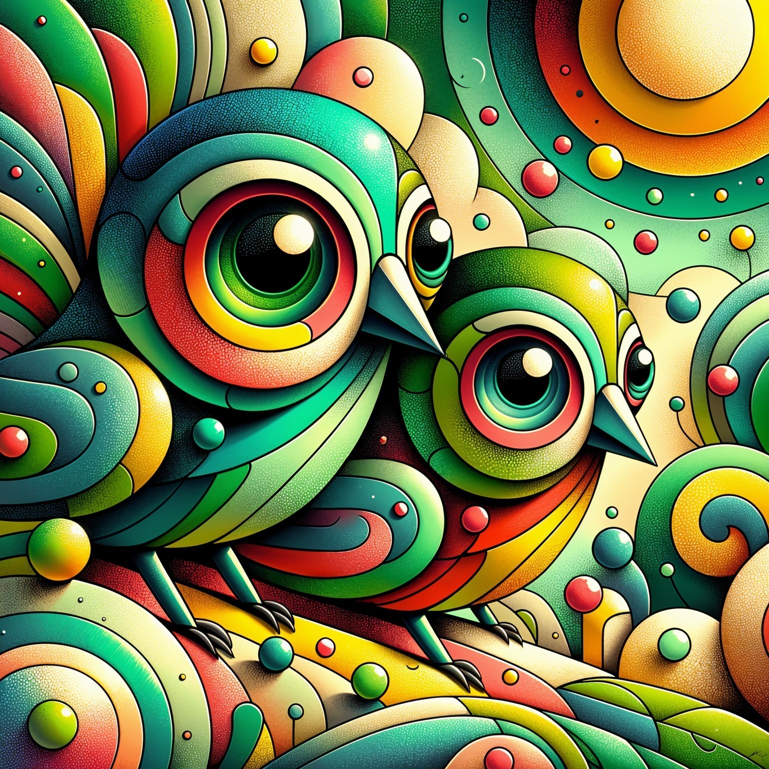 Cartoonish Birds in Vibrant Colors with Playful Design