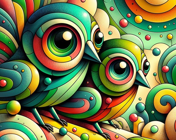 Cartoonish Birds in Vibrant Colors with Playful Design