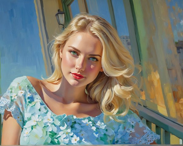 Vibrant Illustration of a Young Woman in Floral Dress