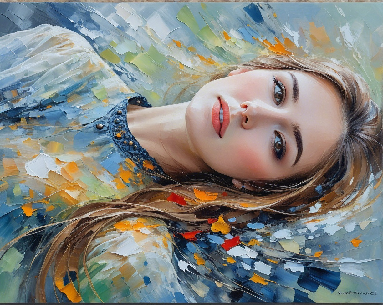 Portrait of a Young Woman in Abstract Colors
