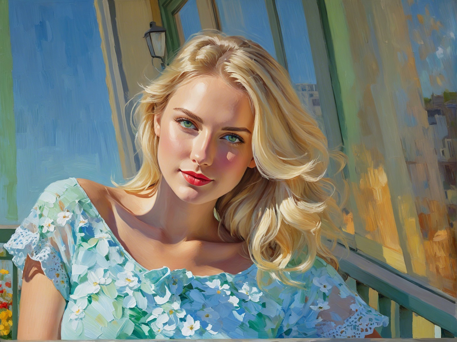 Vibrant Illustration of a Young Woman in Floral Dress