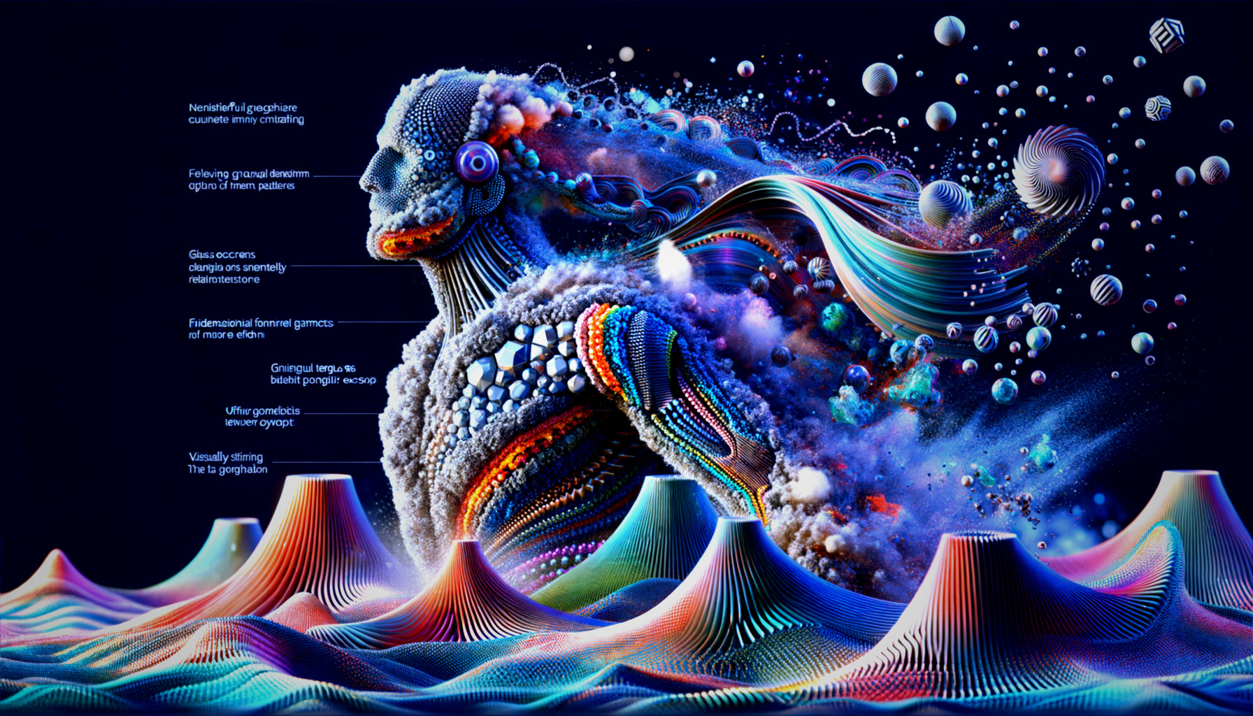 Vibrant Abstract Figure with Colorful Textured Patterns