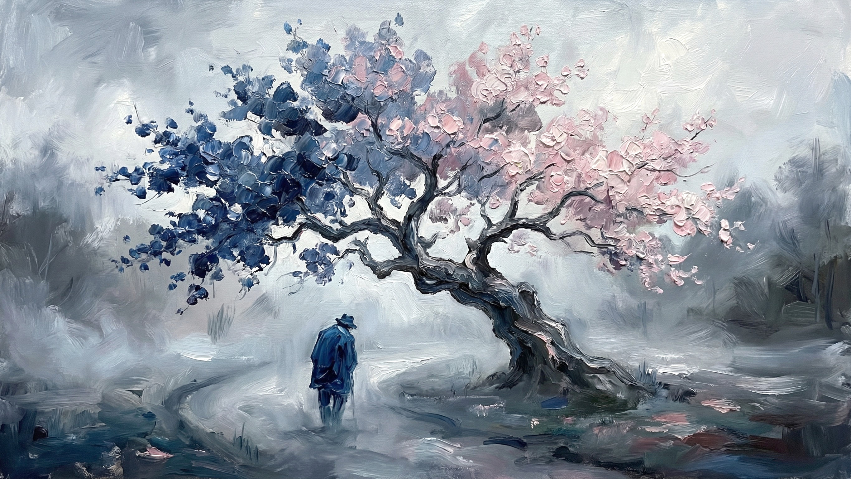 Expressionistic Oil Painting of a Figure on a Path