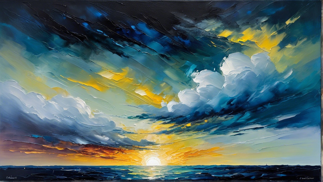 Vibrant Sunset Over Ocean with Rich Color Blends