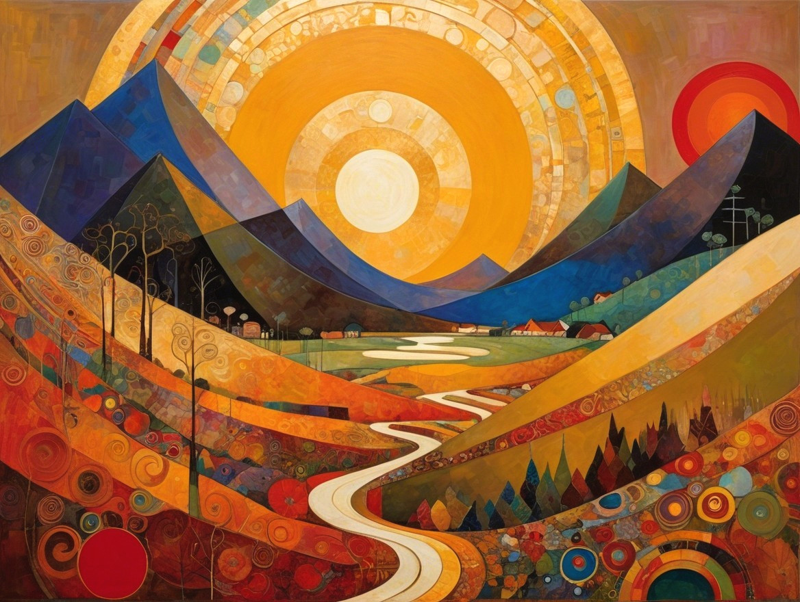 Vibrant Landscape with Rolling Hills and Mountains