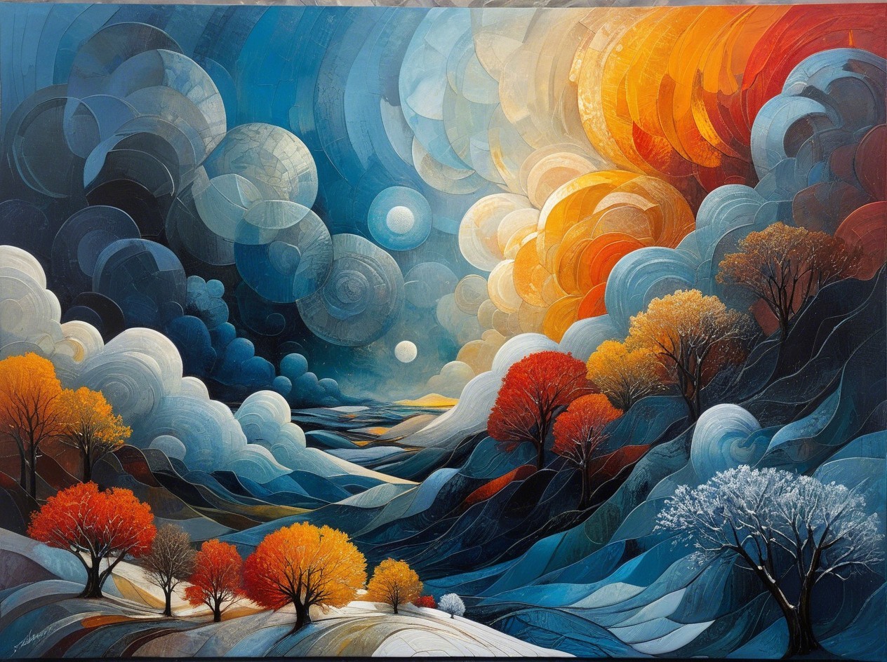 Fantastical Landscape with Impasto Style Clouds