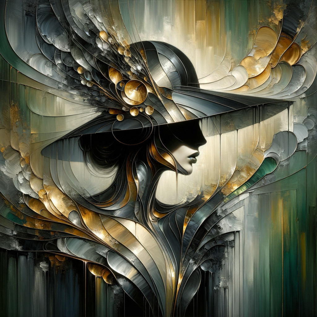Abstract Woman's Profile with Elegant Hat Design