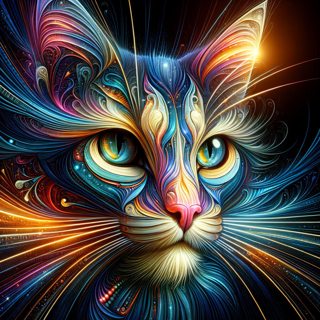 Intricate Cat Face Design with Vibrant Color Patterns
