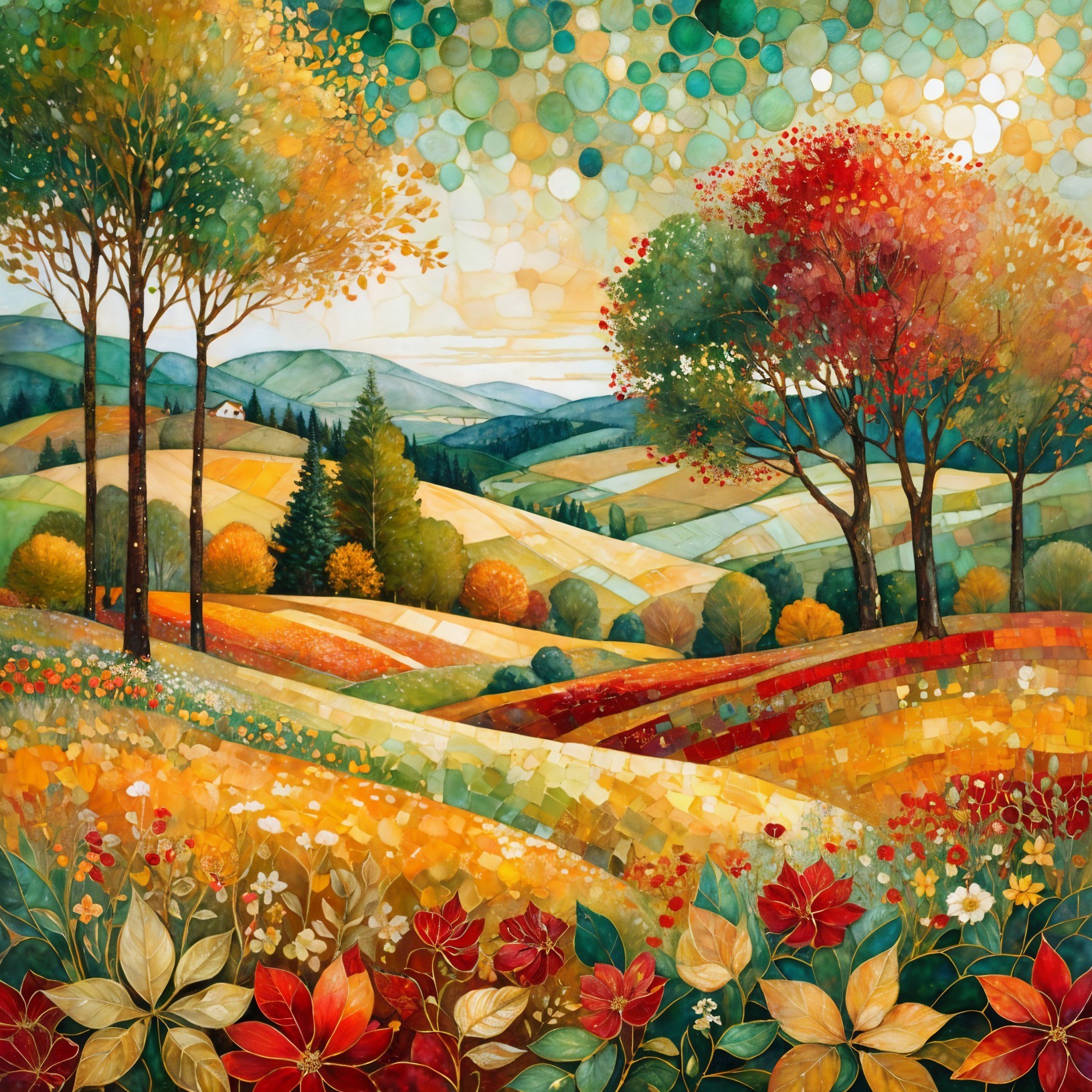 Vibrant Autumn Landscape with Colorful Foliage