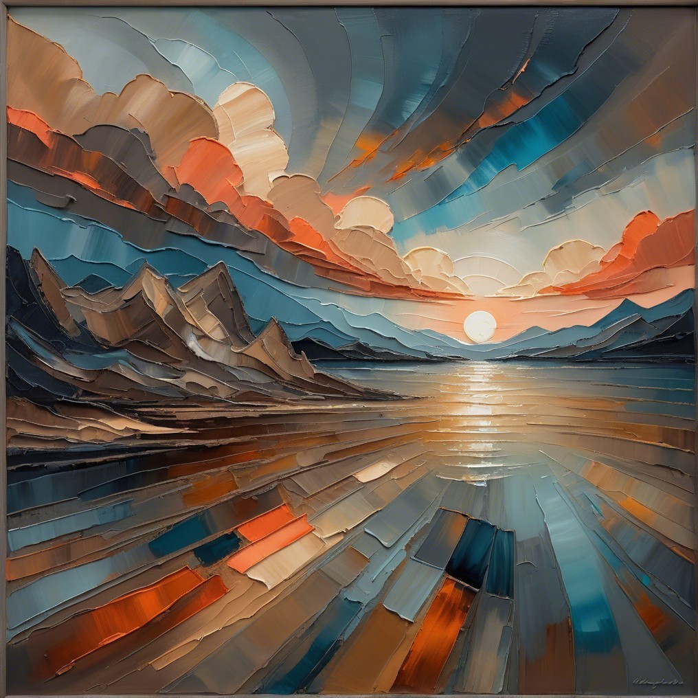 Vibrant Sunset Painting Over Serene Landscape