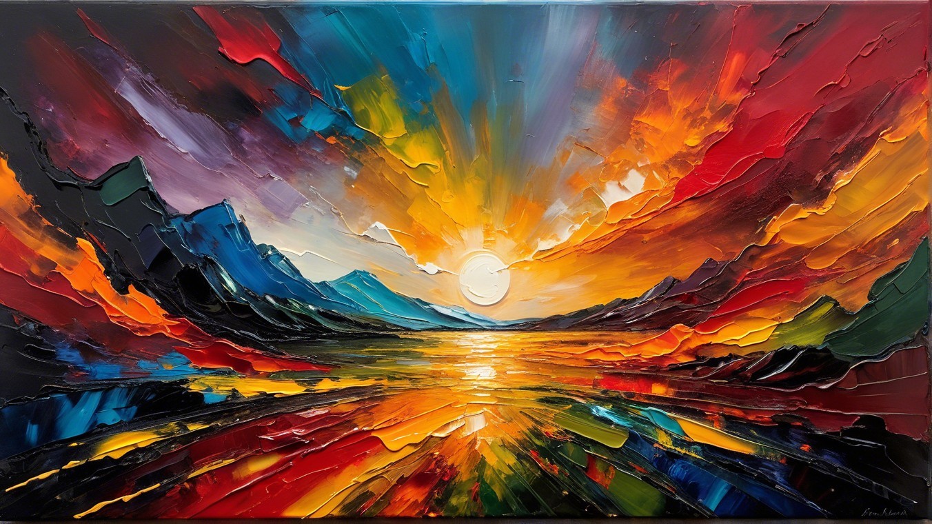 Vibrant Abstract Landscape with Dramatic Sunset Colors