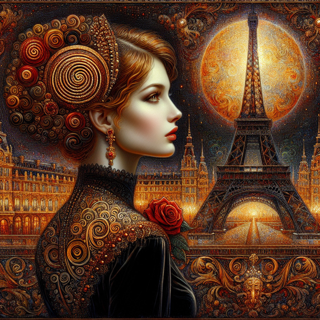 Profile of a Woman with Eiffel Tower Background