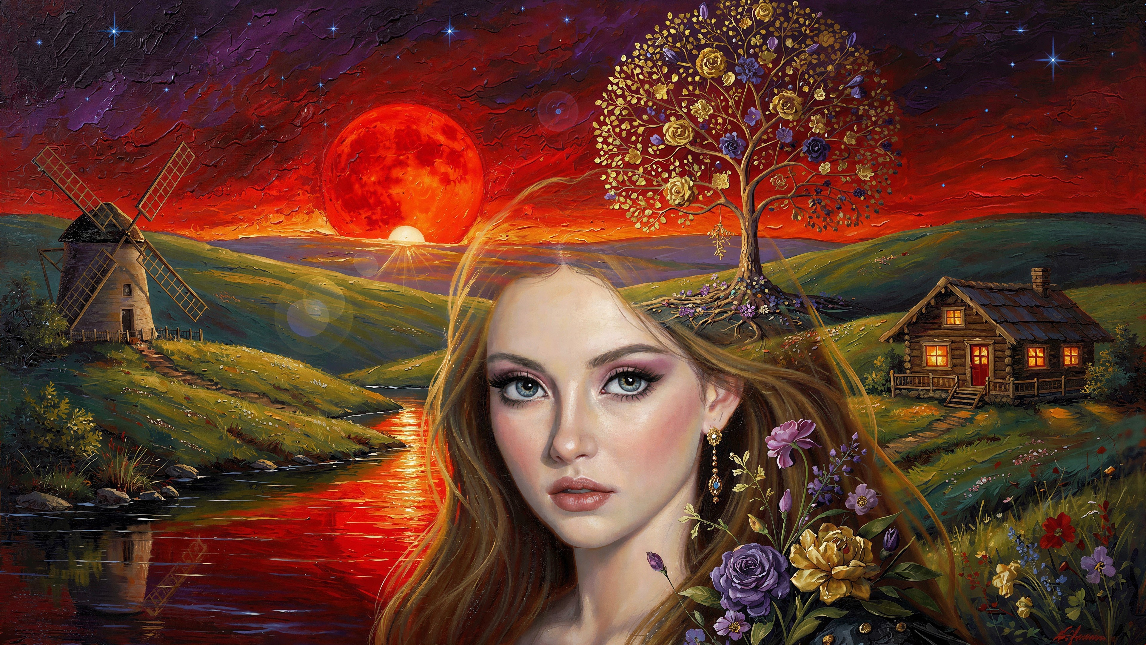 Portrait of a Woman in a Rural Landscape Setting