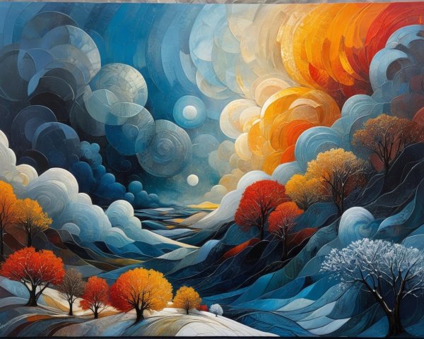 Fantastical Landscape with Impasto Style Clouds