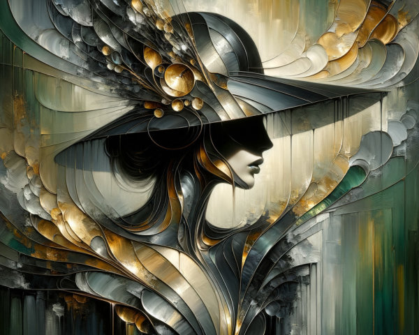 Abstract Woman's Profile with Elegant Hat Design