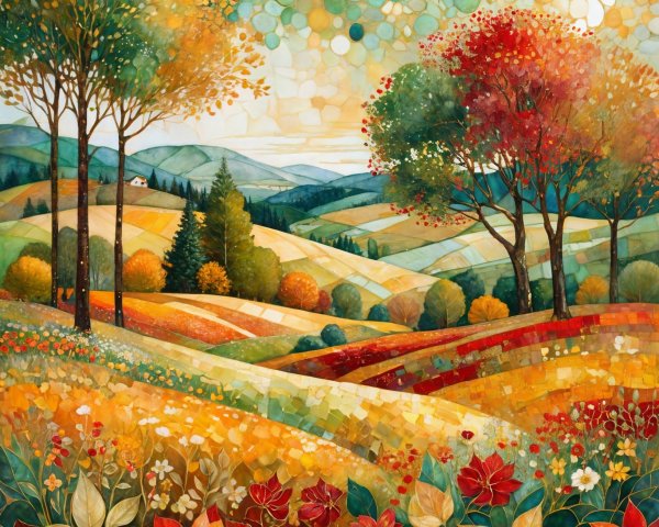 Vibrant Autumn Landscape with Colorful Foliage