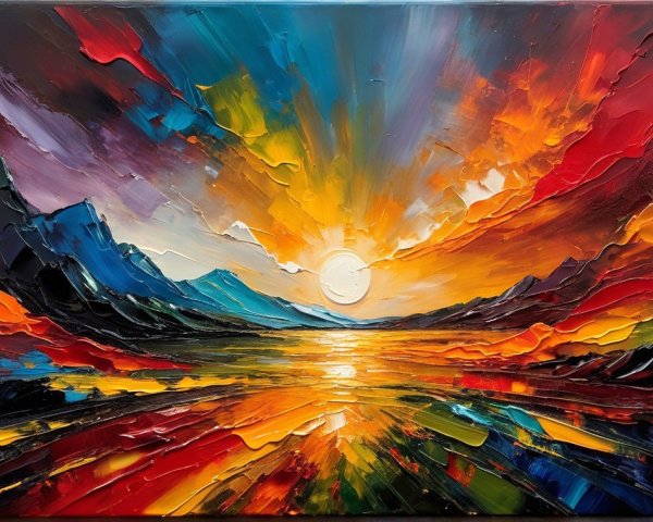Vibrant Abstract Landscape with Dramatic Sunset Colors