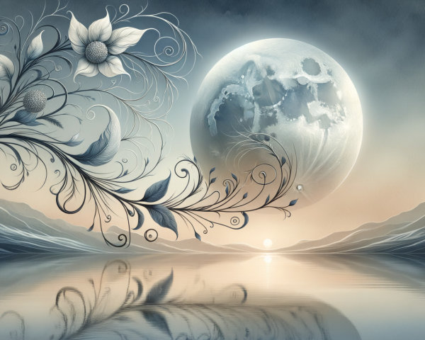 Serene Landscape with Reflective Water and Moon