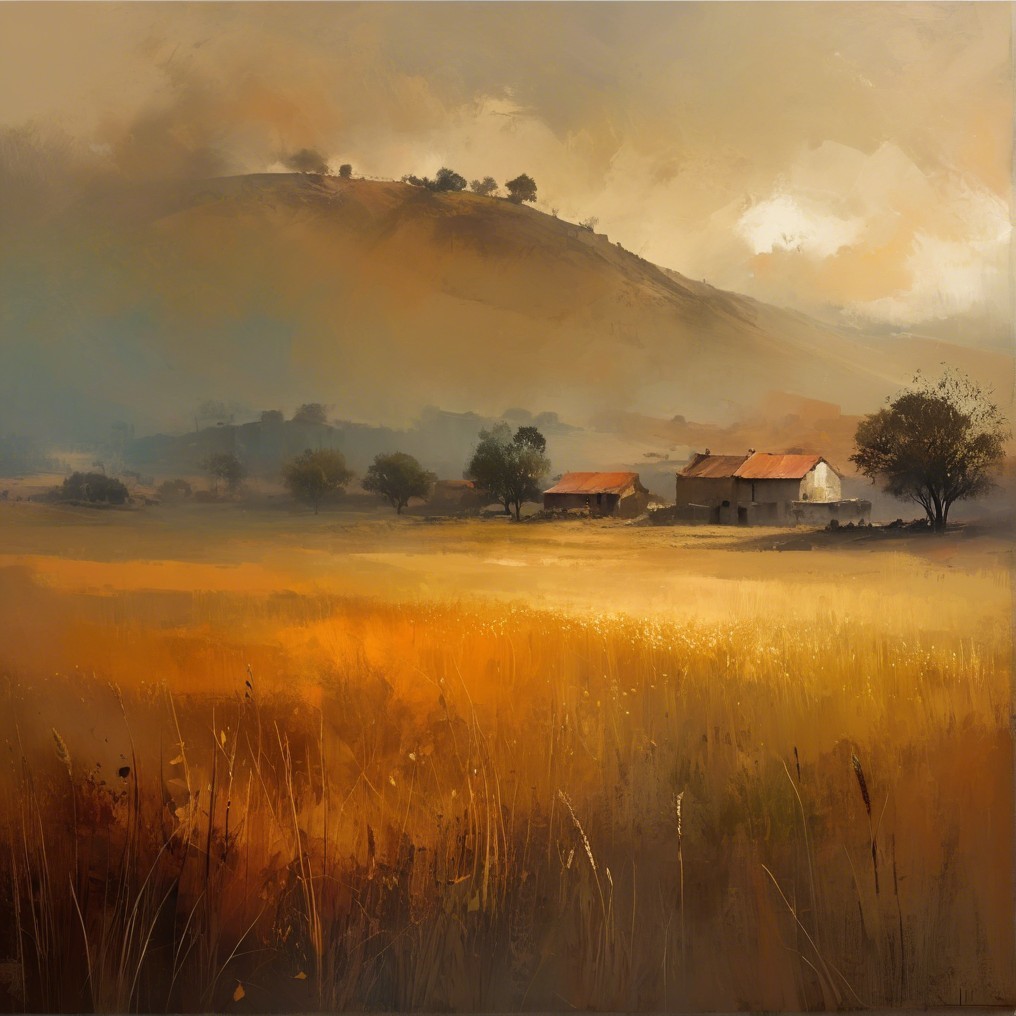 Serene Landscape with Rolling Hills and Mist