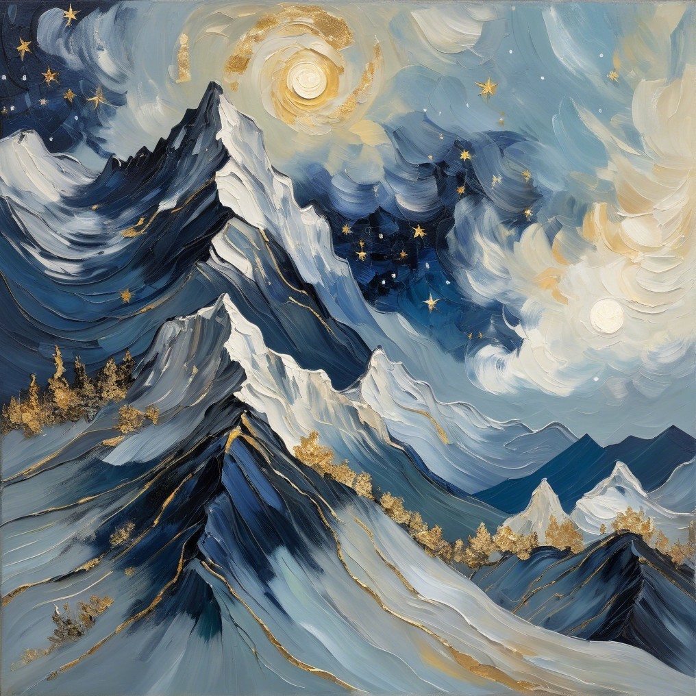 Majestic Mountains Under a Starry Night Sky