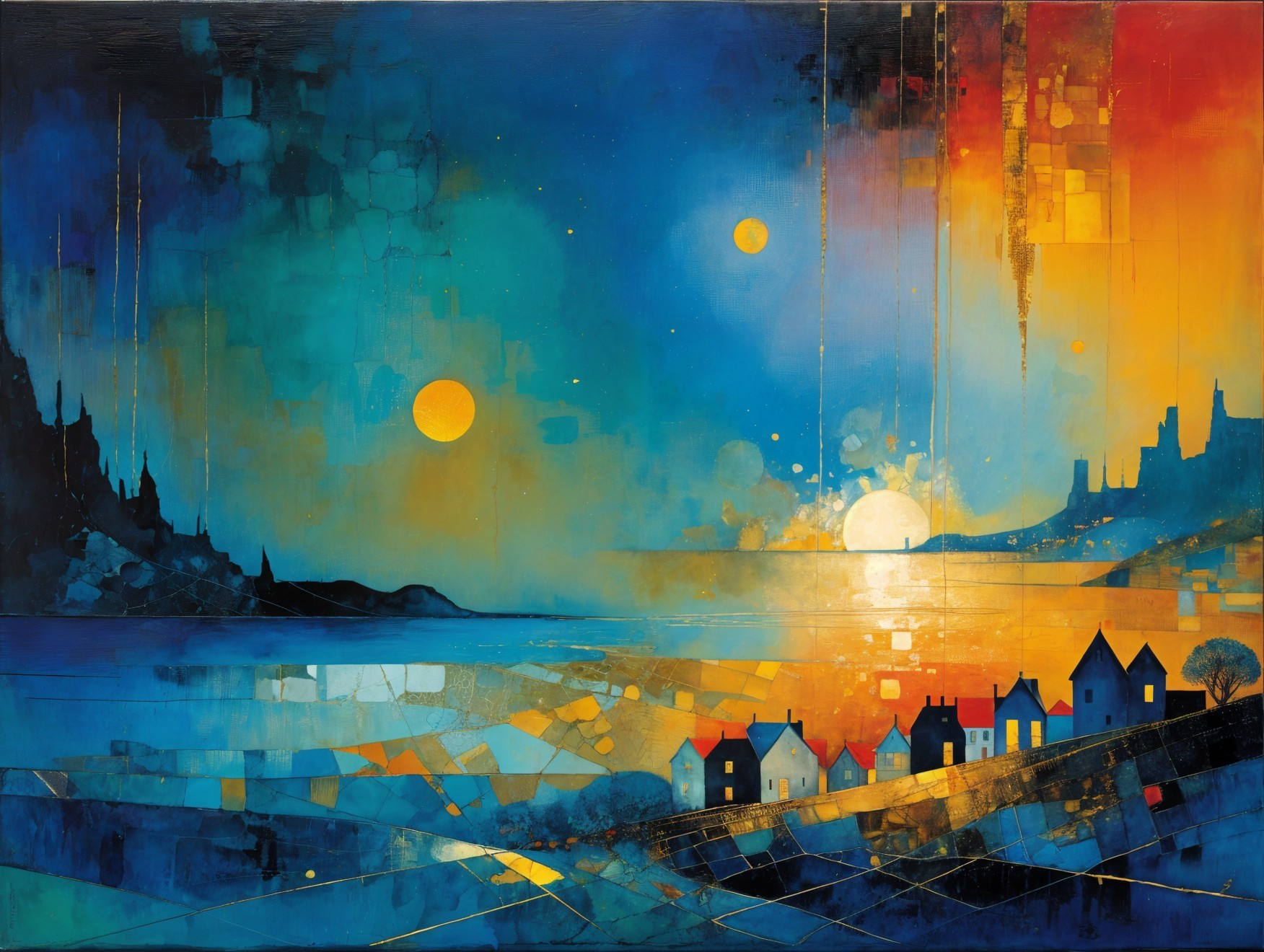 Abstract Landscape at Sunset with Vibrant Colors