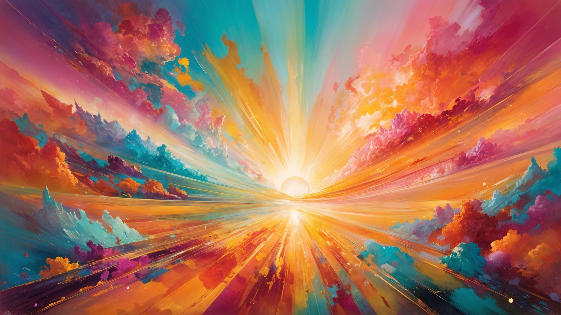 Vibrant Celestial Scene with Colorful Sunrise and Clouds