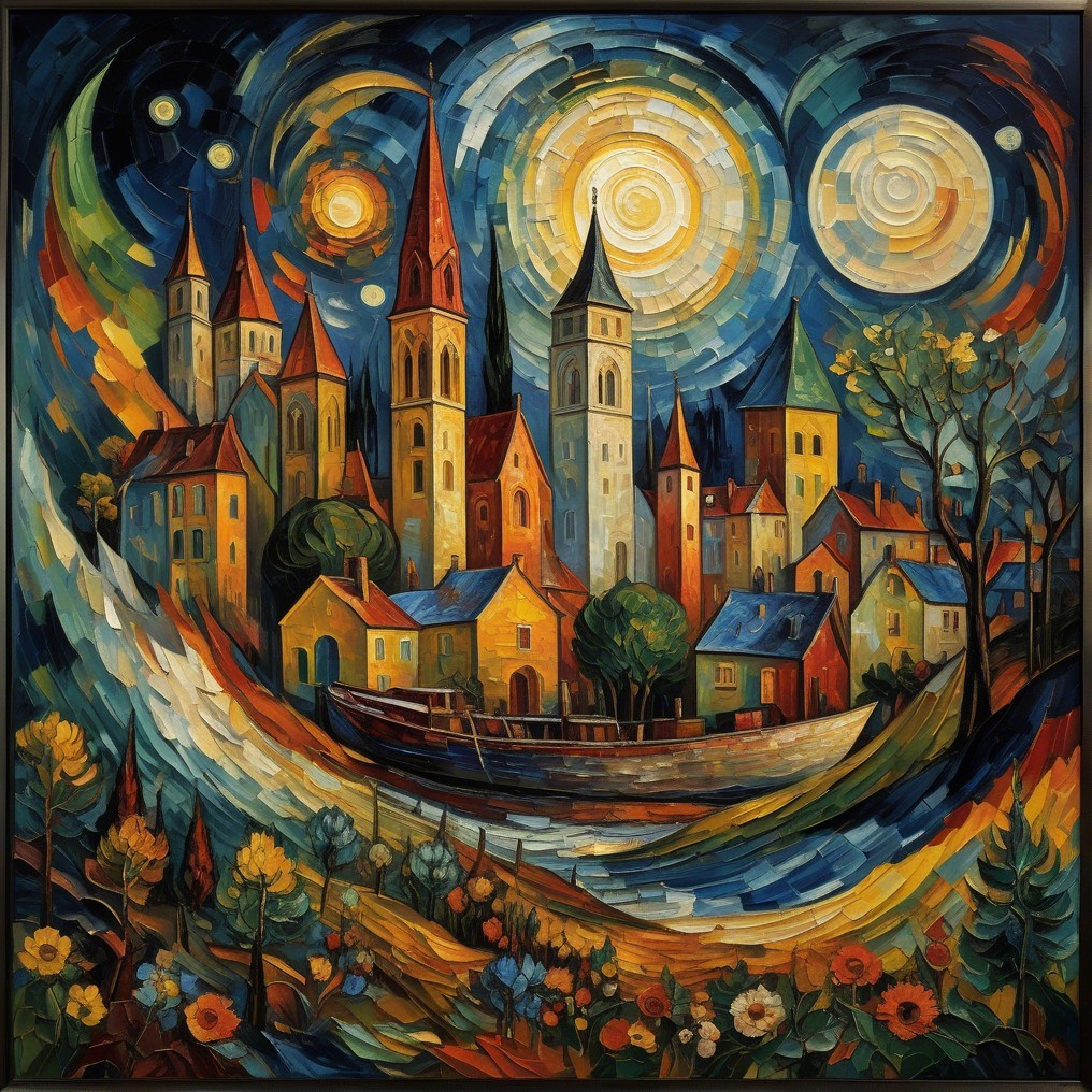 Vibrant Abstract Landscape with Colorful Buildings