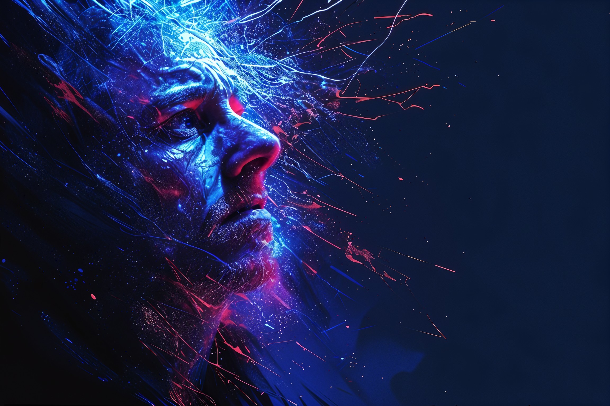 Close-up of a face with vibrant swirling colors