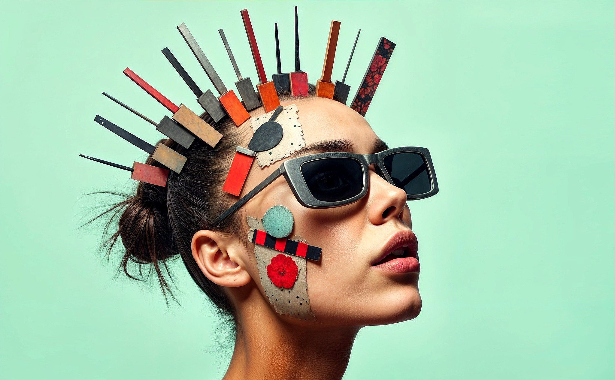 Portrait of a woman with artistic hairstyle and patterns