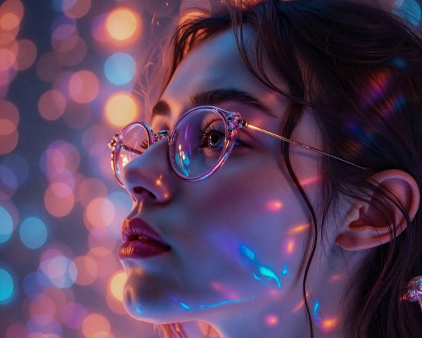 Close-Up Portrait of a Woman with Elegant Glasses