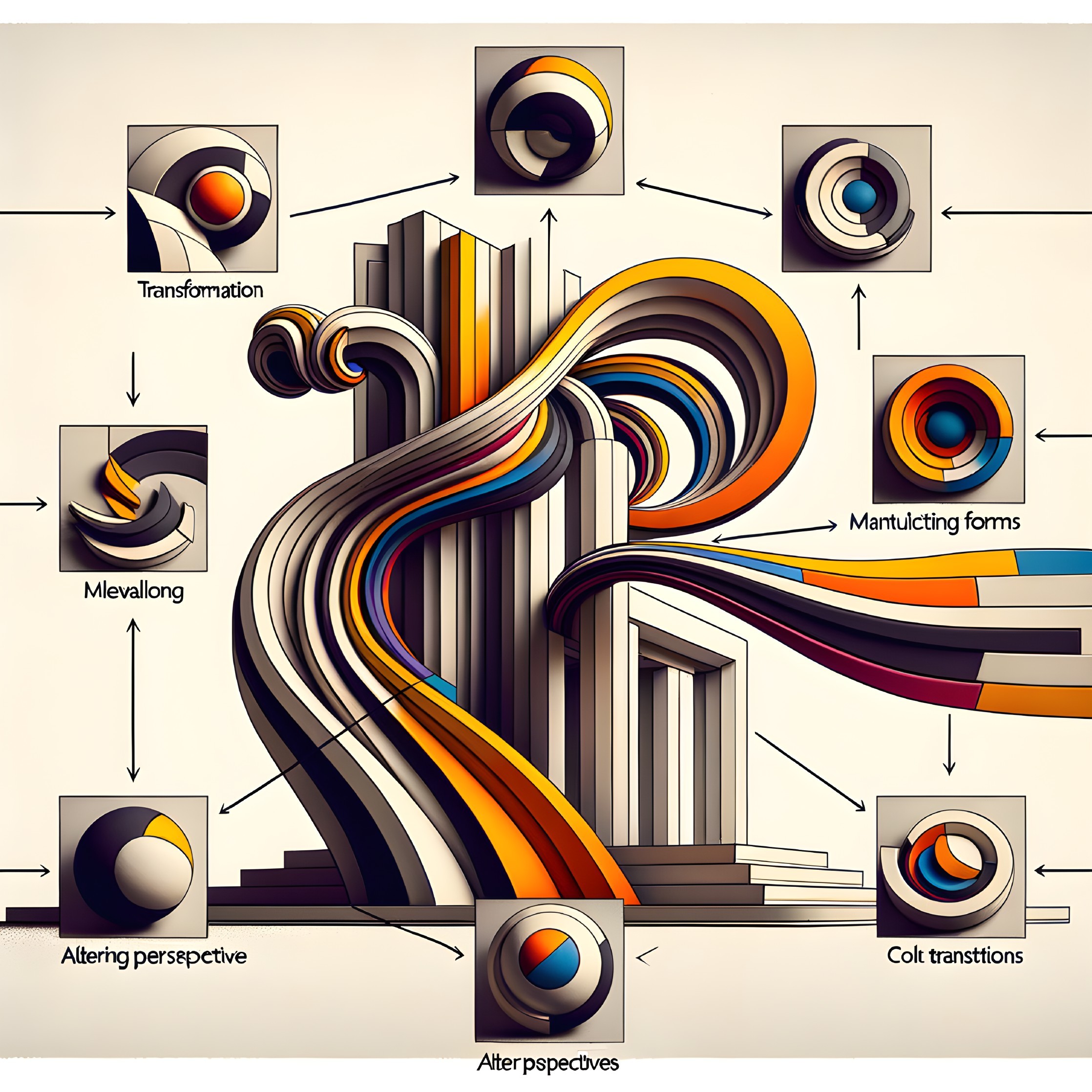 Dynamic Abstract Composition with Flowing Colors and Shapes