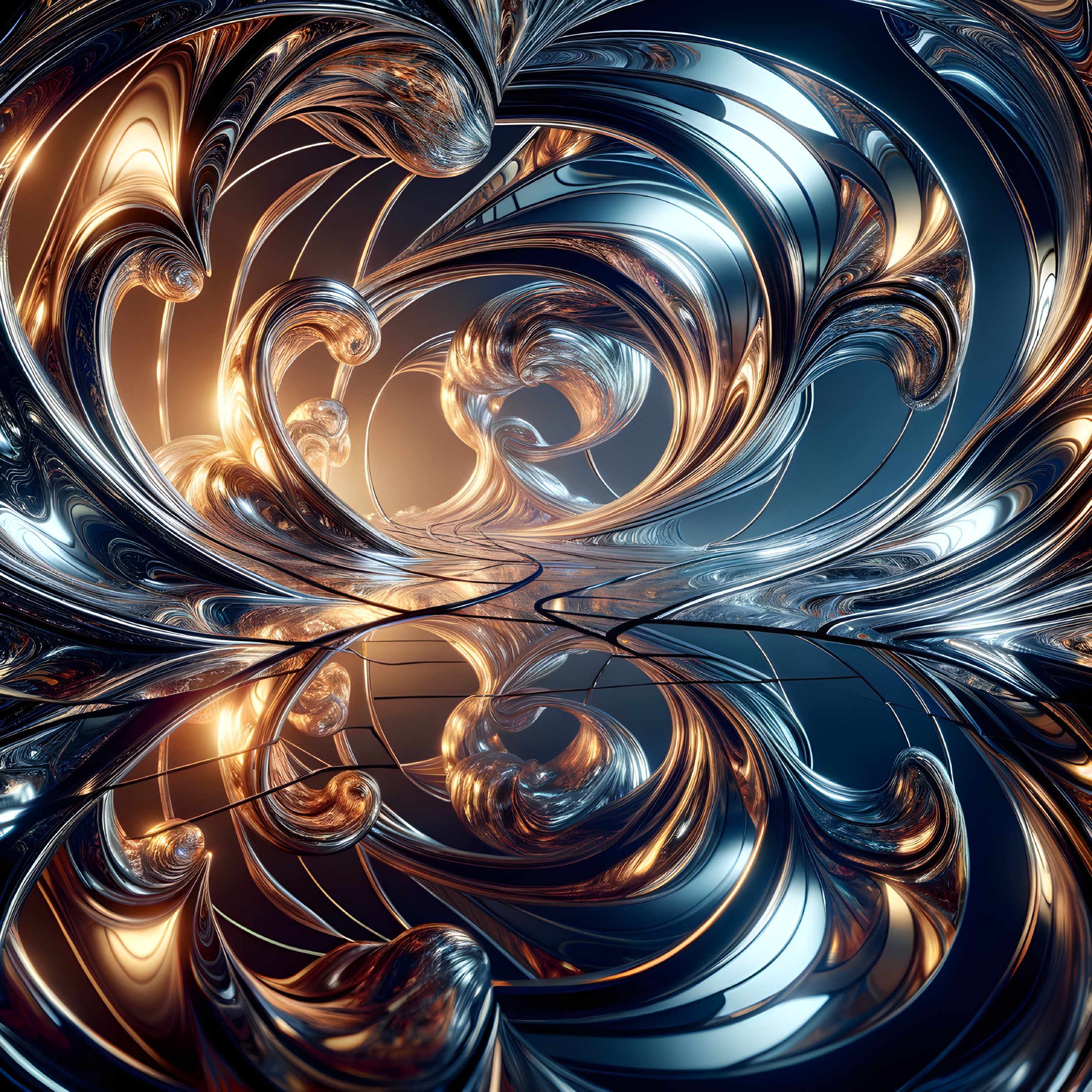 Abstract Metallic Swirls with Depth and Movement