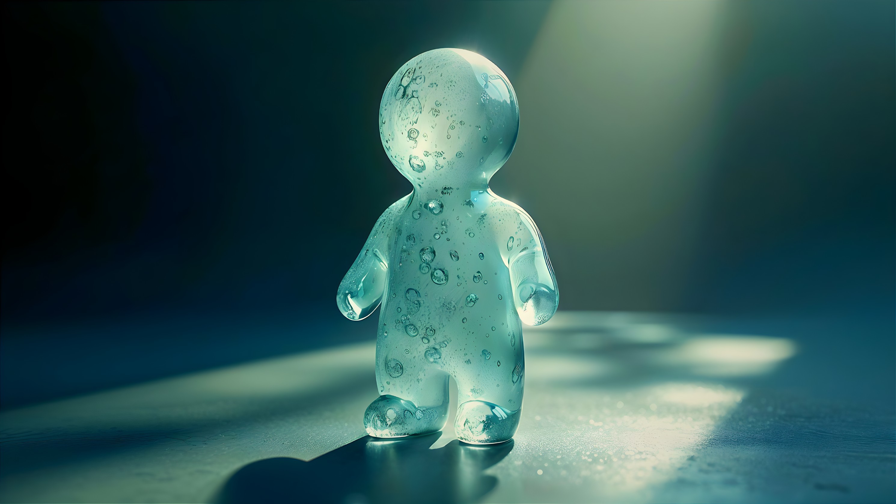 Translucent Glass Sculpture in Ethereal Lighting