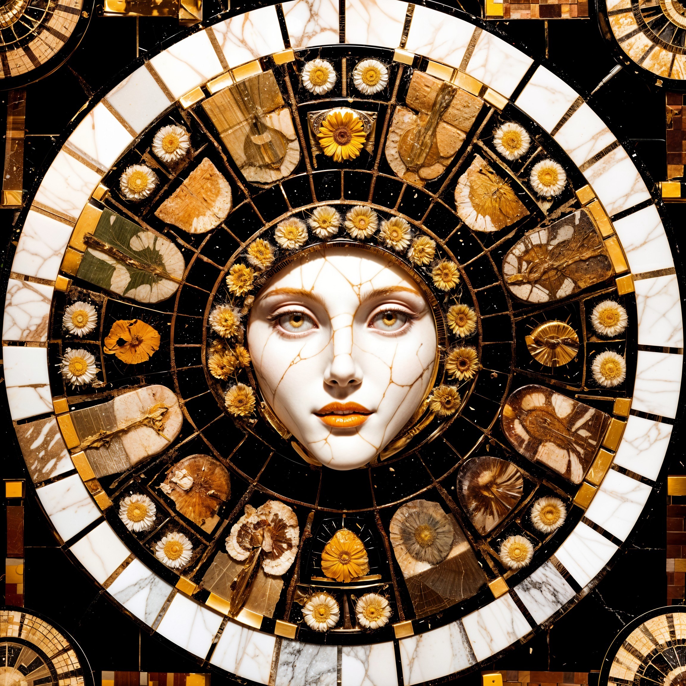 Intricate Mosaic Design of Serene Female Face
