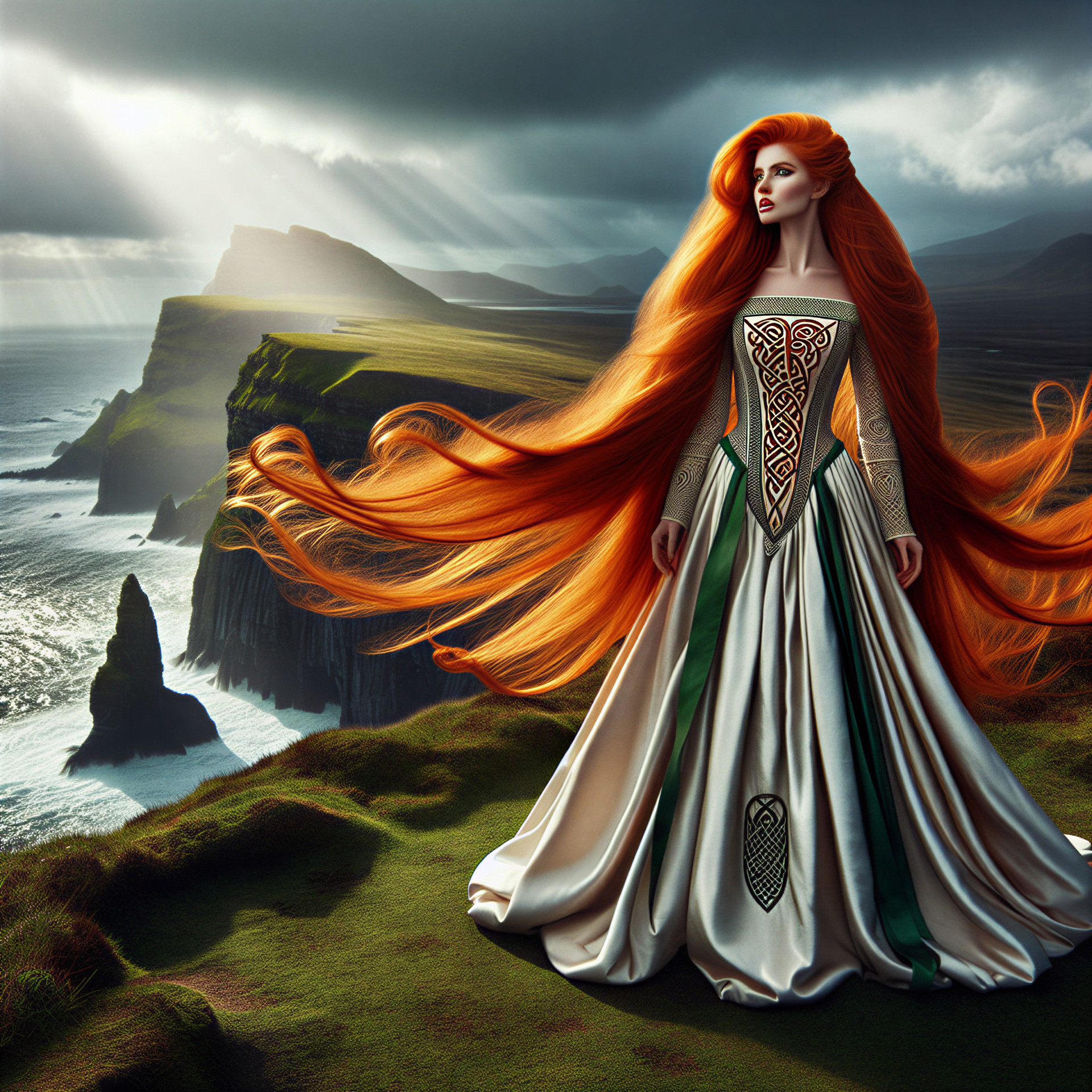 Figure on Cliffside Overlooking Turbulent Sea