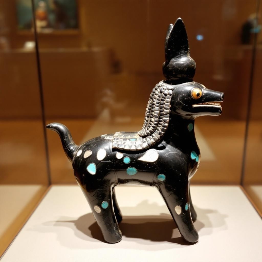 Ceramic Figure of Stylized Dog with Colorful Spots