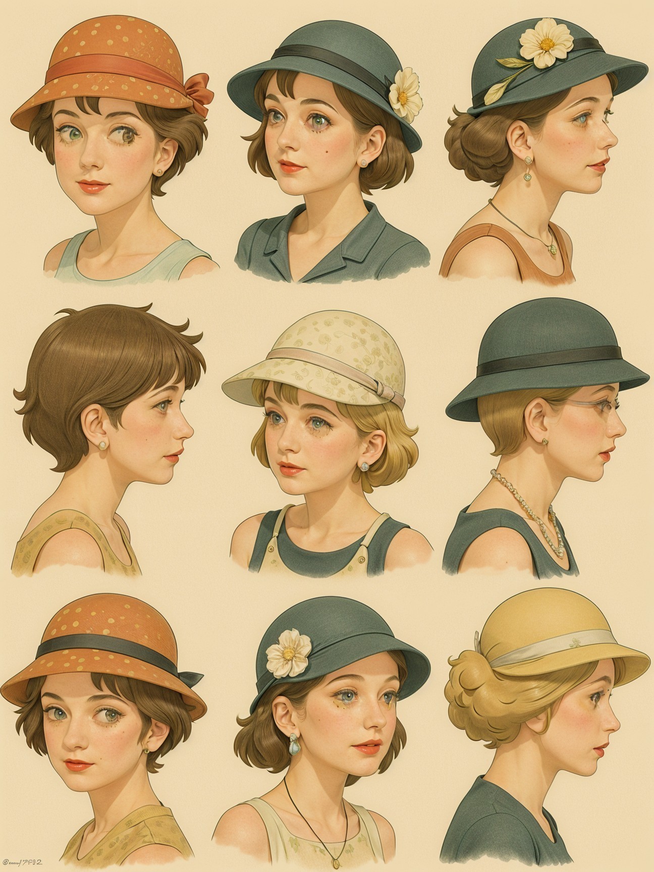 Collage of Vintage Hat Portraits from the 1920s