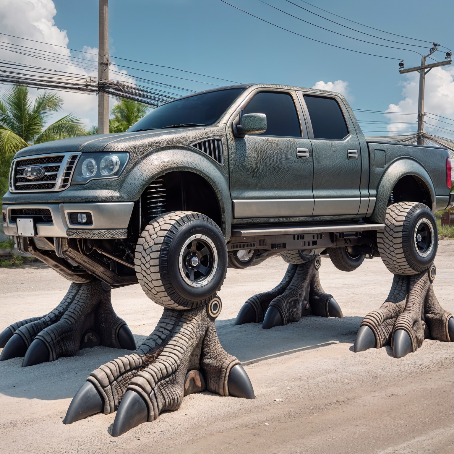 Rugged Truck Design with Dinosaur Claw Feet