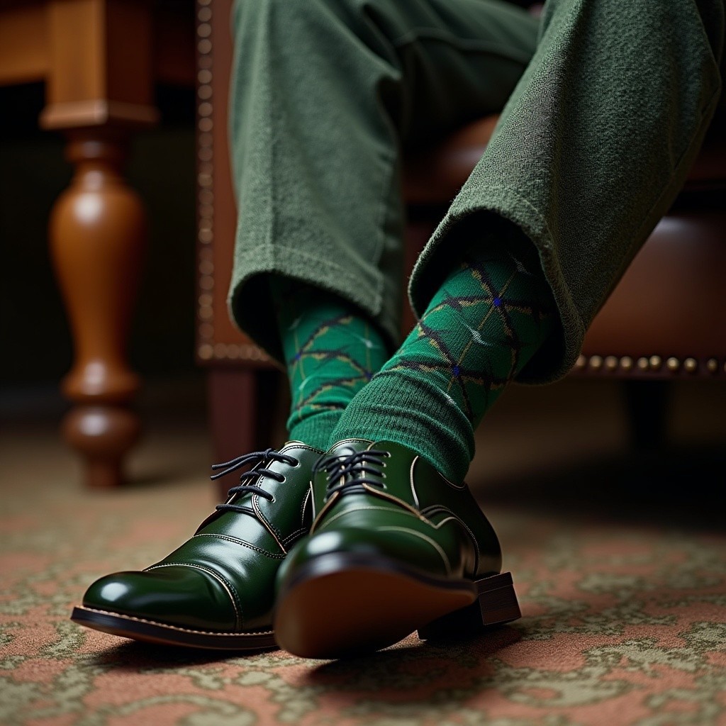 Stylish Attire with Green Dress Shoes and Socks