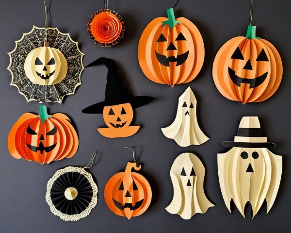 Festive Halloween Decorations with Pumpkins and Ghosts
