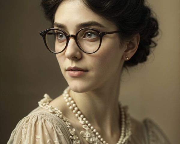 Elegant Young Woman with Updo and Vintage Attire