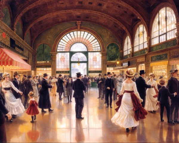 Historical Indoor Venue with 19th-Century Attire