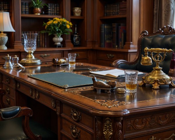 Elegant Wooden Office Design with Mahogany Tones