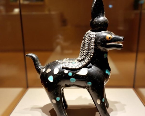 Ceramic Figure of Stylized Dog with Colorful Spots