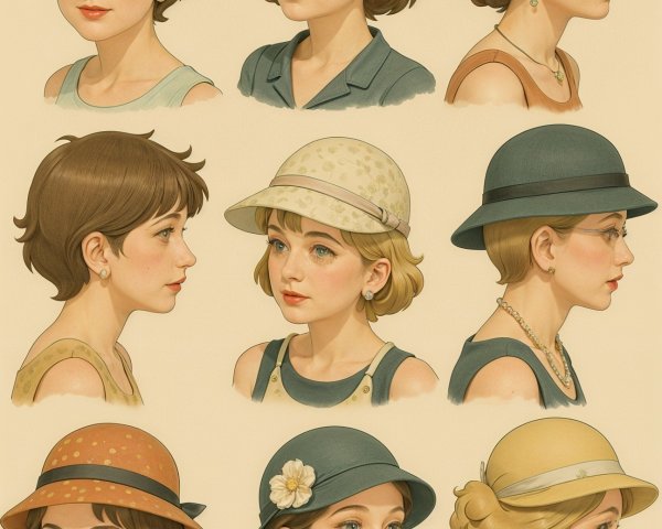 Collage of Vintage Hat Portraits from the 1920s