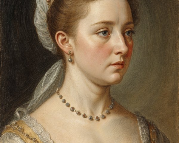 Young Woman in Historical Dress with Elegant Accessories